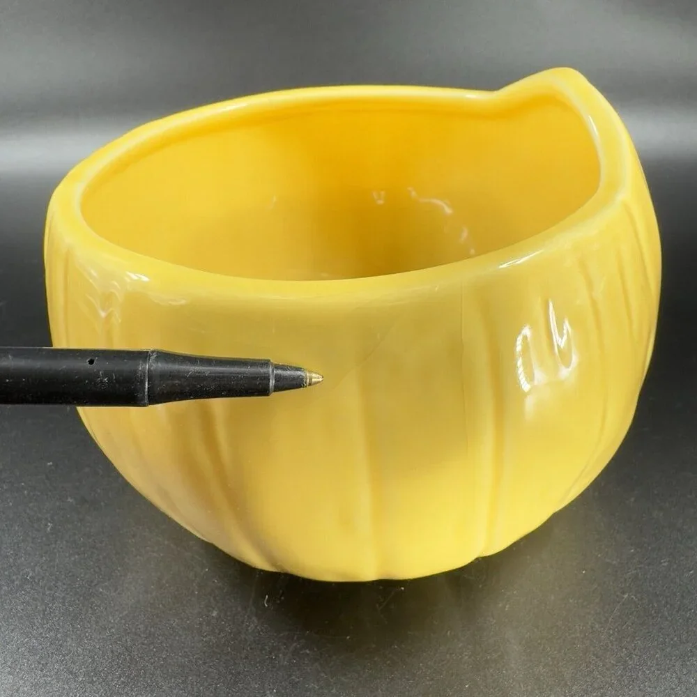 Crate & Barrel B Eigen Harvest‎ Yellow Pumpkin Squash Ceramic Bowl Canister Jar